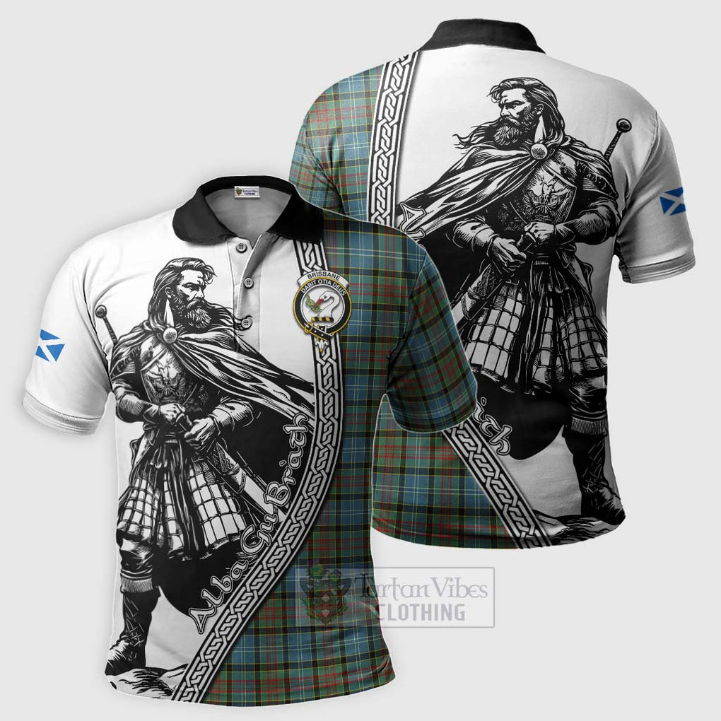 Tartan Vibes Clothing Brisbane Tartan Clan Crest Polo Shirt with Highlander Warrior Celtic Style