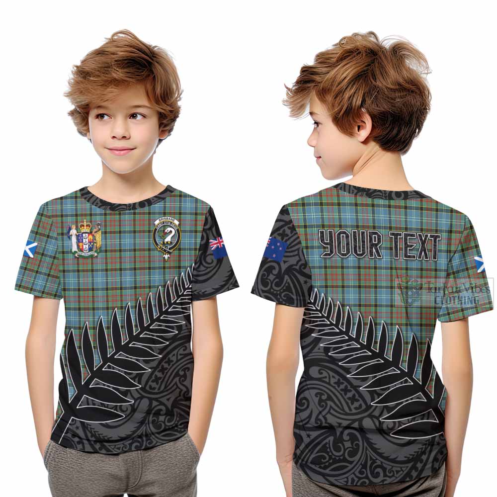 Tartan Vibes Clothing Brisbane Crest Tartan Kid T-Shirt with New Zealand Silver Fern Half Style