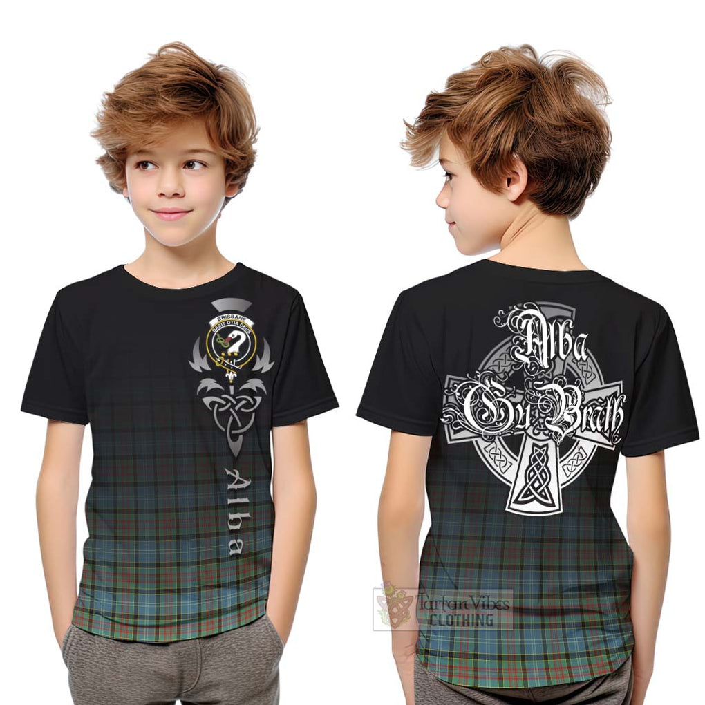 Tartan Vibes Clothing Brisbane Tartan Kid T-Shirt Featuring Alba Gu Brath Family Crest Celtic Inspired