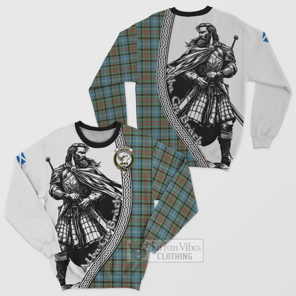 Tartan Vibes Clothing Brisbane Tartan Clan Crest Sweatshirt with Highlander Warrior Celtic Style