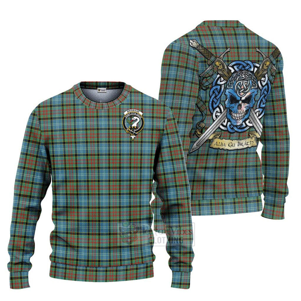 Tartan Vibes Clothing Brisbane Tartan Knitted Sweater with Family Crest Celtic Skull Style