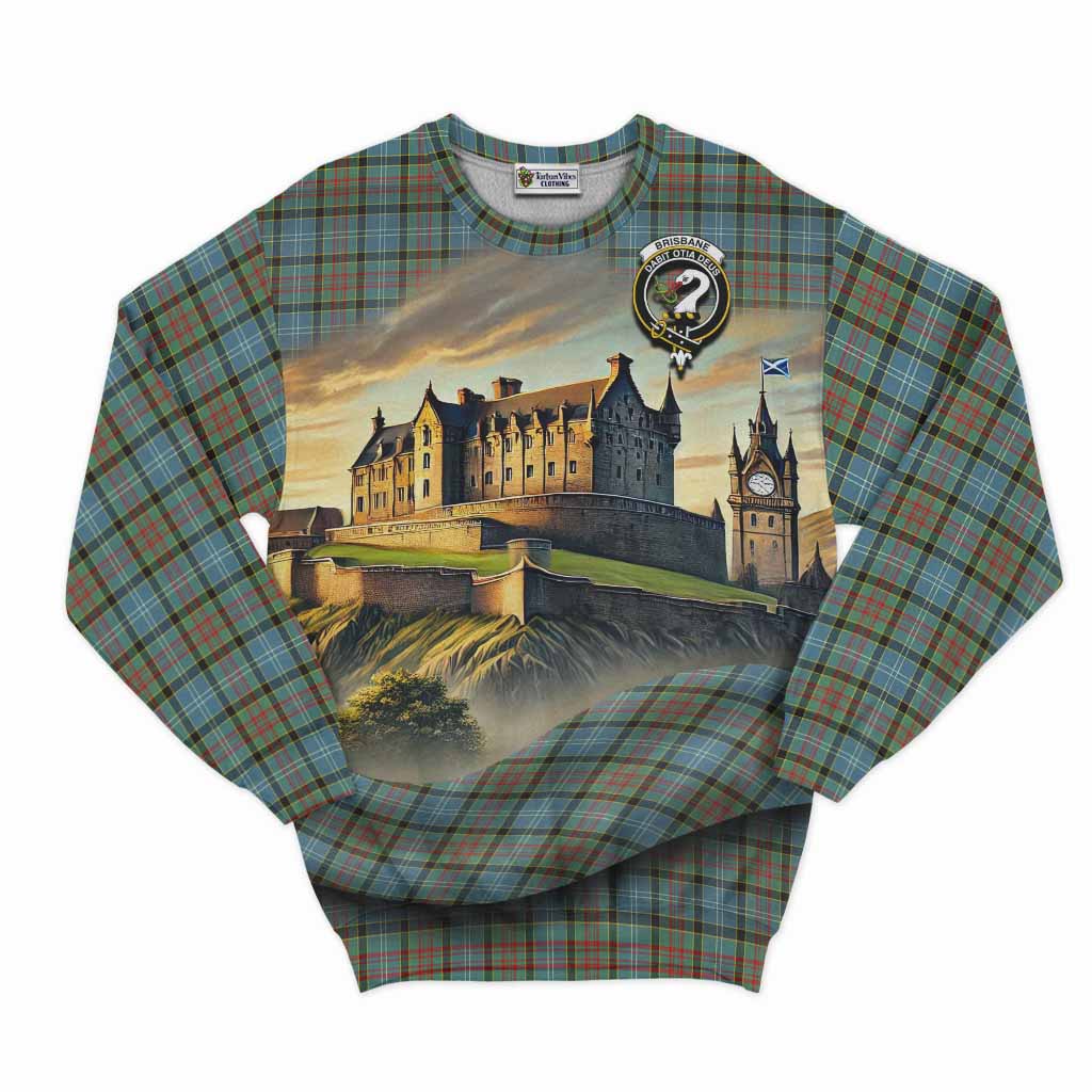 Brisbane Tartan Family Crest Sweatshirt with Scottish Ancient Castle Style Unisex - Tartan Vibes Clothing