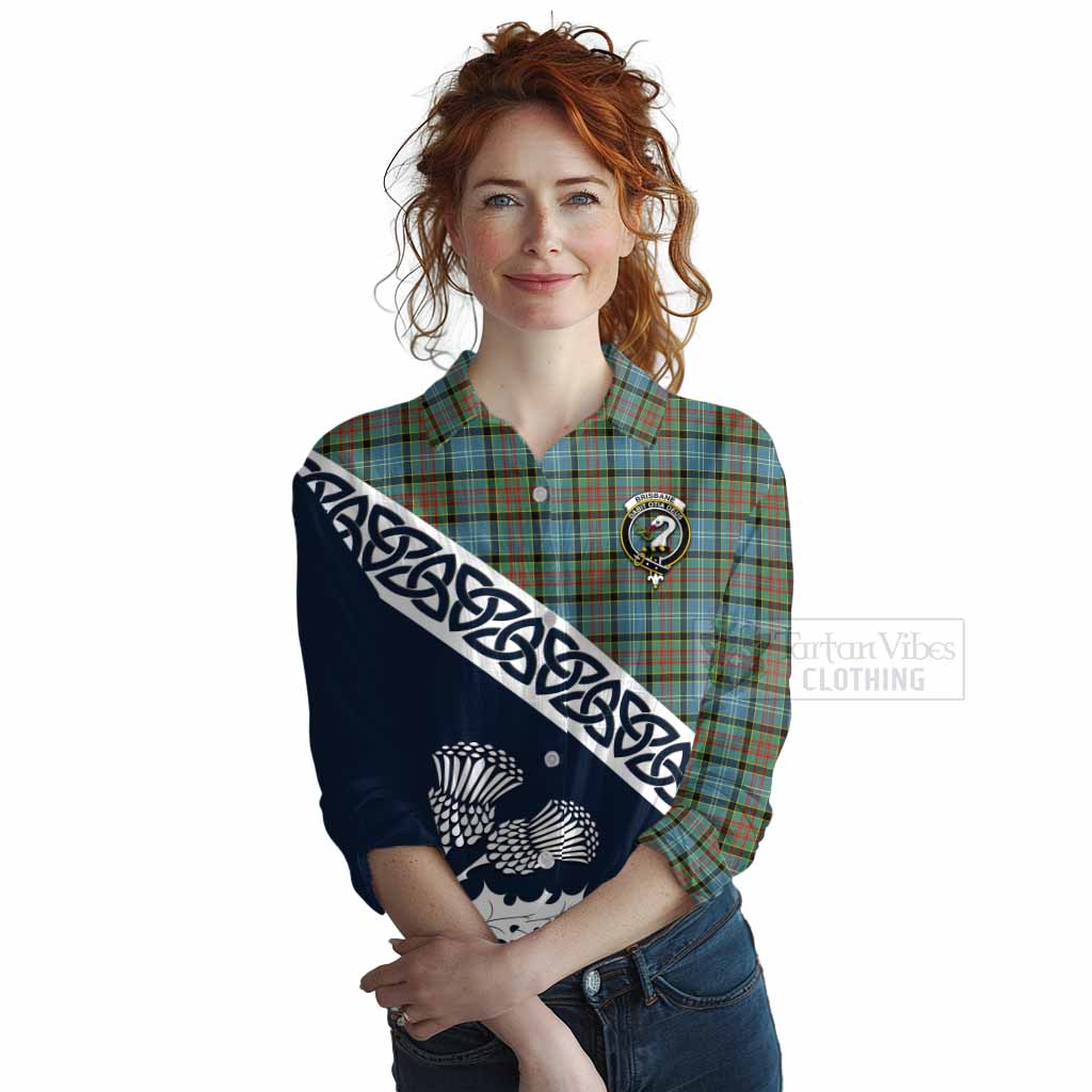 Tartan Vibes Clothing Brisbane Tartan Women's Casual Shirt Featuring Thistle and Scotland Map