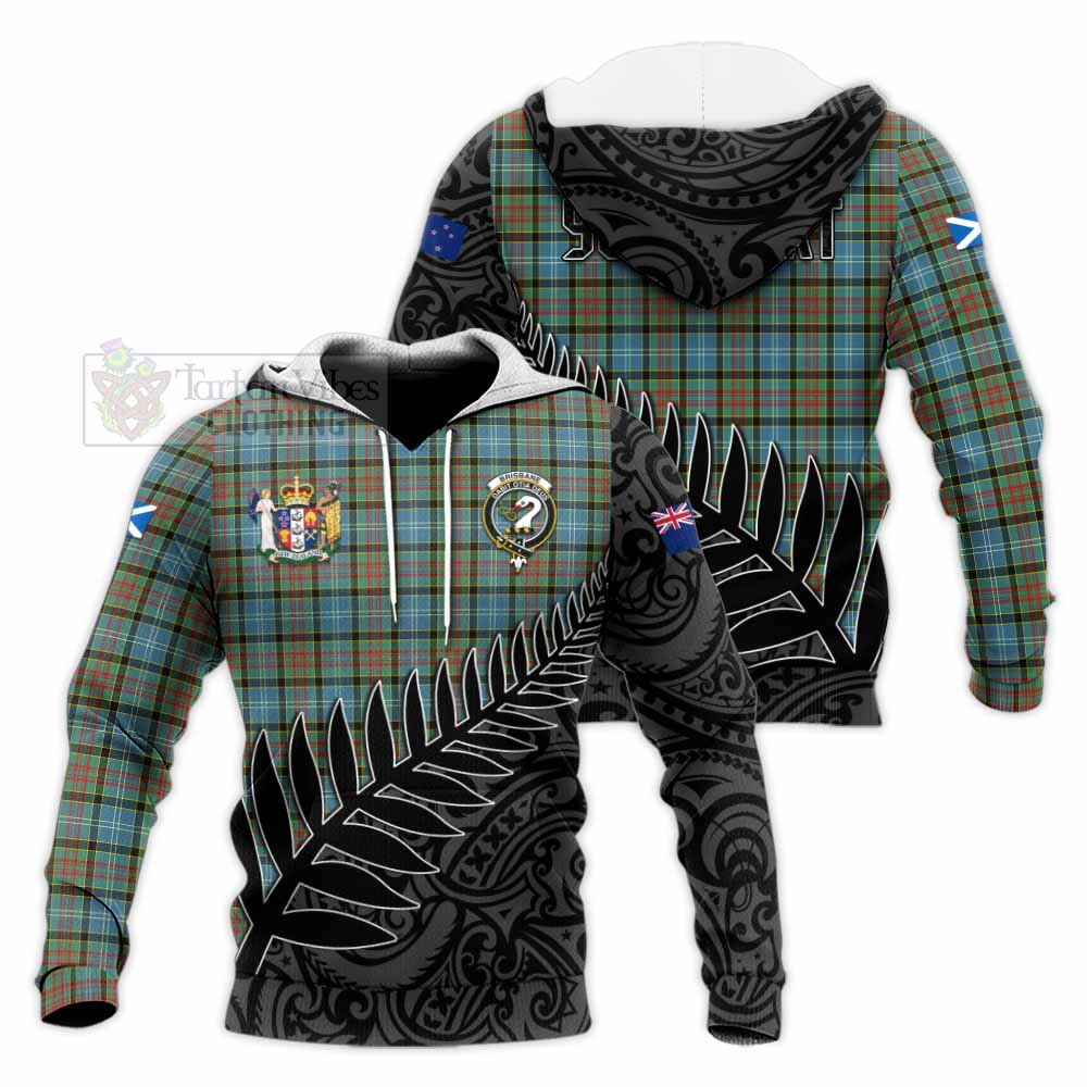 Tartan Vibes Clothing Brisbane Crest Tartan Knitted Hoodie with New Zealand Silver Fern Half Style