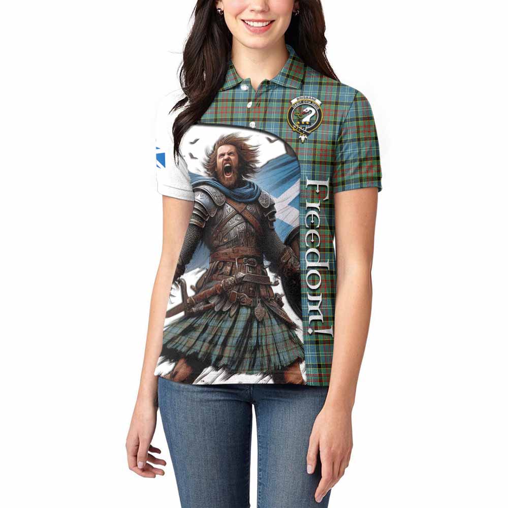 Tartan Vibes Clothing Brisbane Crest Tartan Women's Polo Shirt Inspired by the Freedom of Scottish Warrior