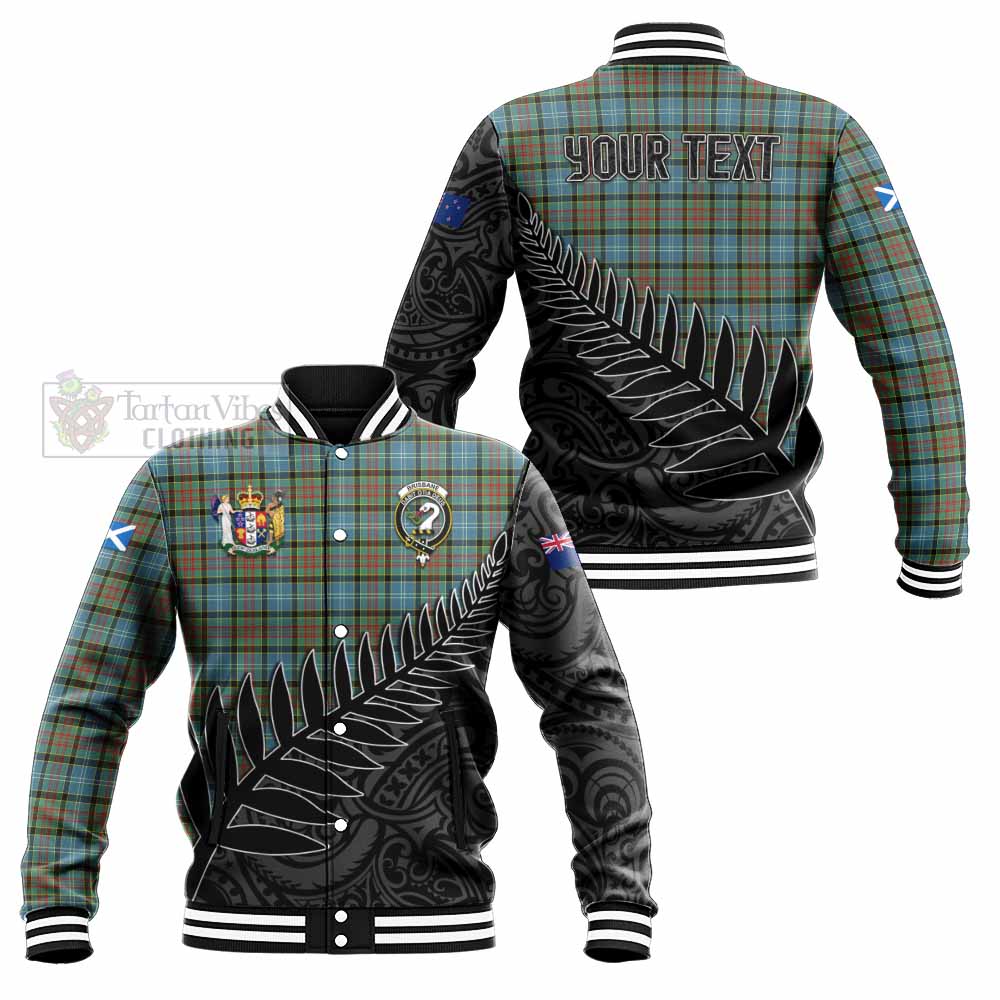 Tartan Vibes Clothing Brisbane Crest Tartan Baseball Jacket with New Zealand Silver Fern Half Style