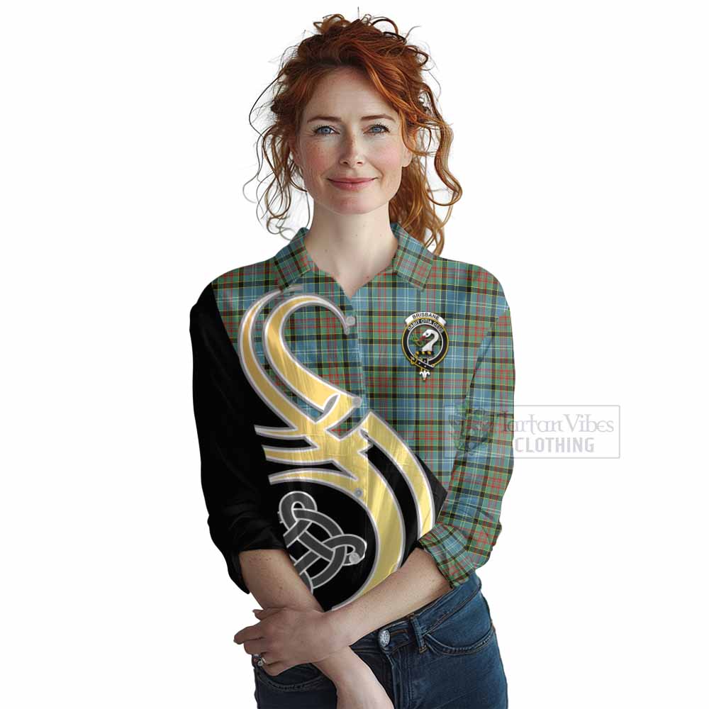 Tartan Vibes Clothing Brisbane Tartan Women's Casual Shirt with Family Crest and Celtic Symbol Style