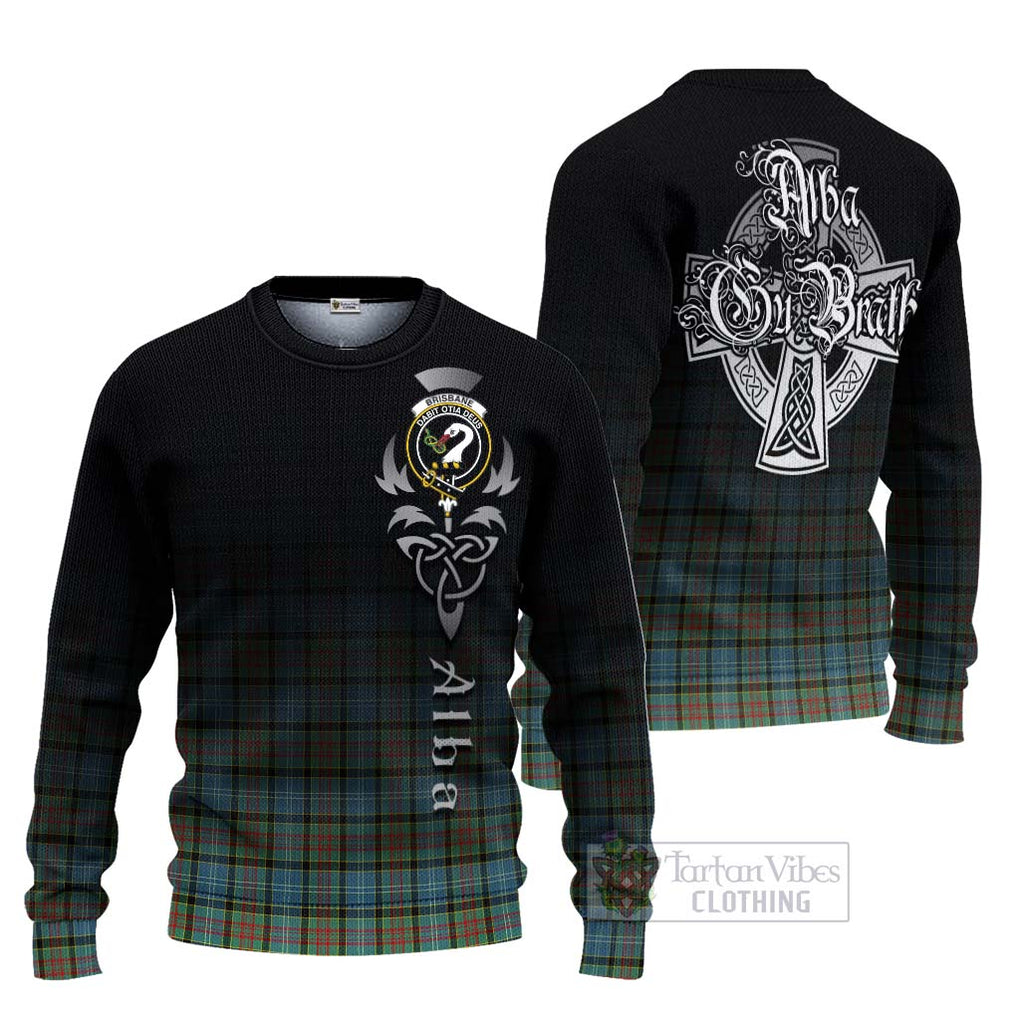 Tartan Vibes Clothing Brisbane Tartan Knitted Sweater Featuring Alba Gu Brath Family Crest Celtic Inspired