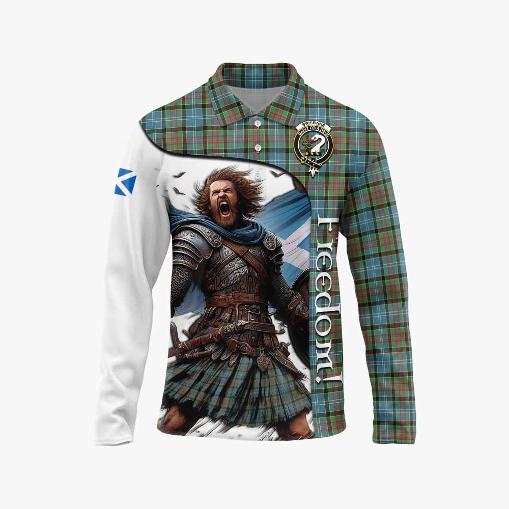 Tartan Vibes Clothing Brisbane Crest Tartan Long Sleeve Polo Shirt Inspired by the Freedom of Scottish Warrior