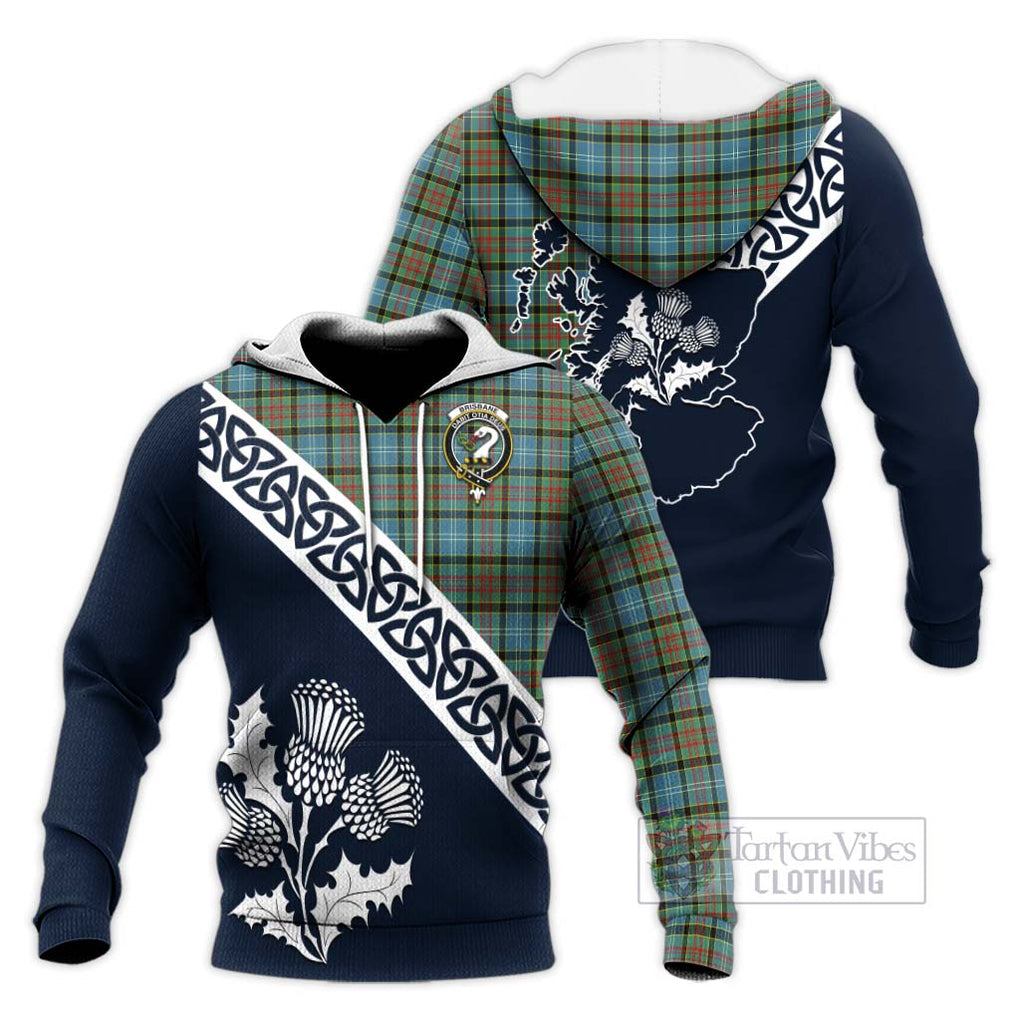 Tartan Vibes Clothing Brisbane Tartan Knitted Hoodie Featuring Thistle and Scotland Map