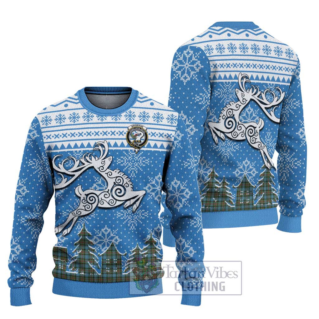 Tartan Vibes Clothing Brisbane Clan Christmas Ugly Sweater with Tartan and Celtic Raindeer Style