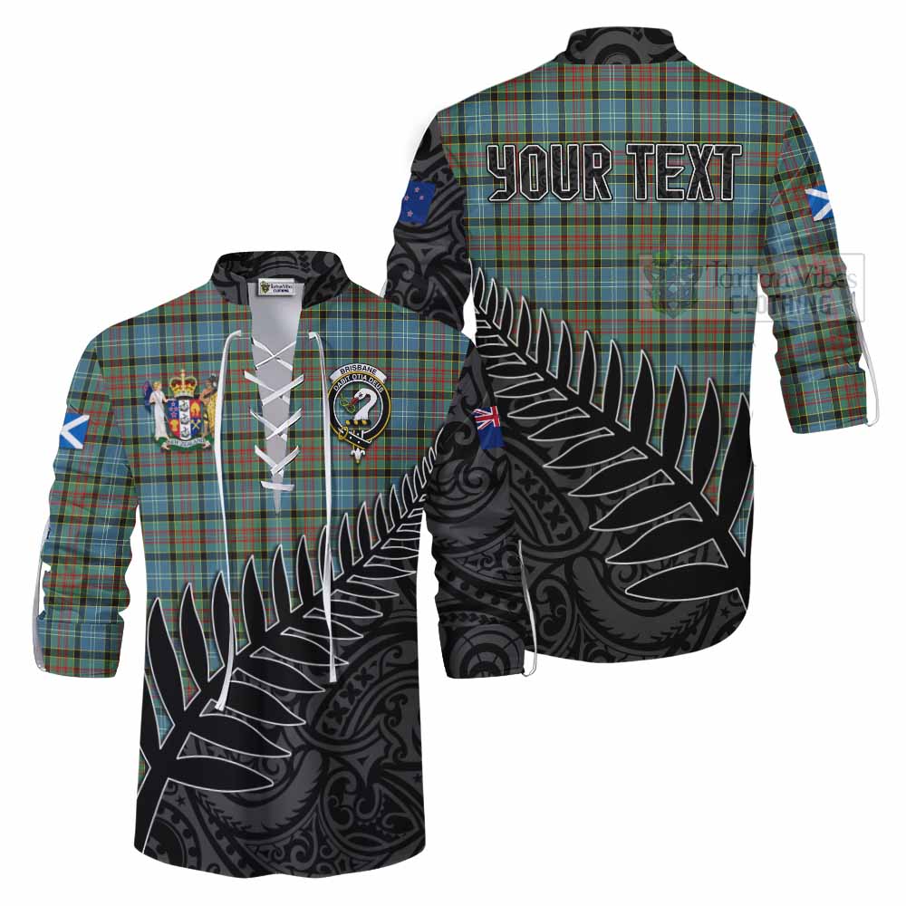 Tartan Vibes Clothing Brisbane Crest Tartan Ghillie Kilt Shirt with New Zealand Silver Fern Half Style