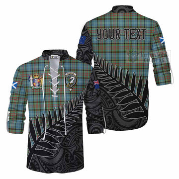 Brisbane Crest Tartan Ghillie Kilt Shirt with New Zealand Silver Fern Half Style