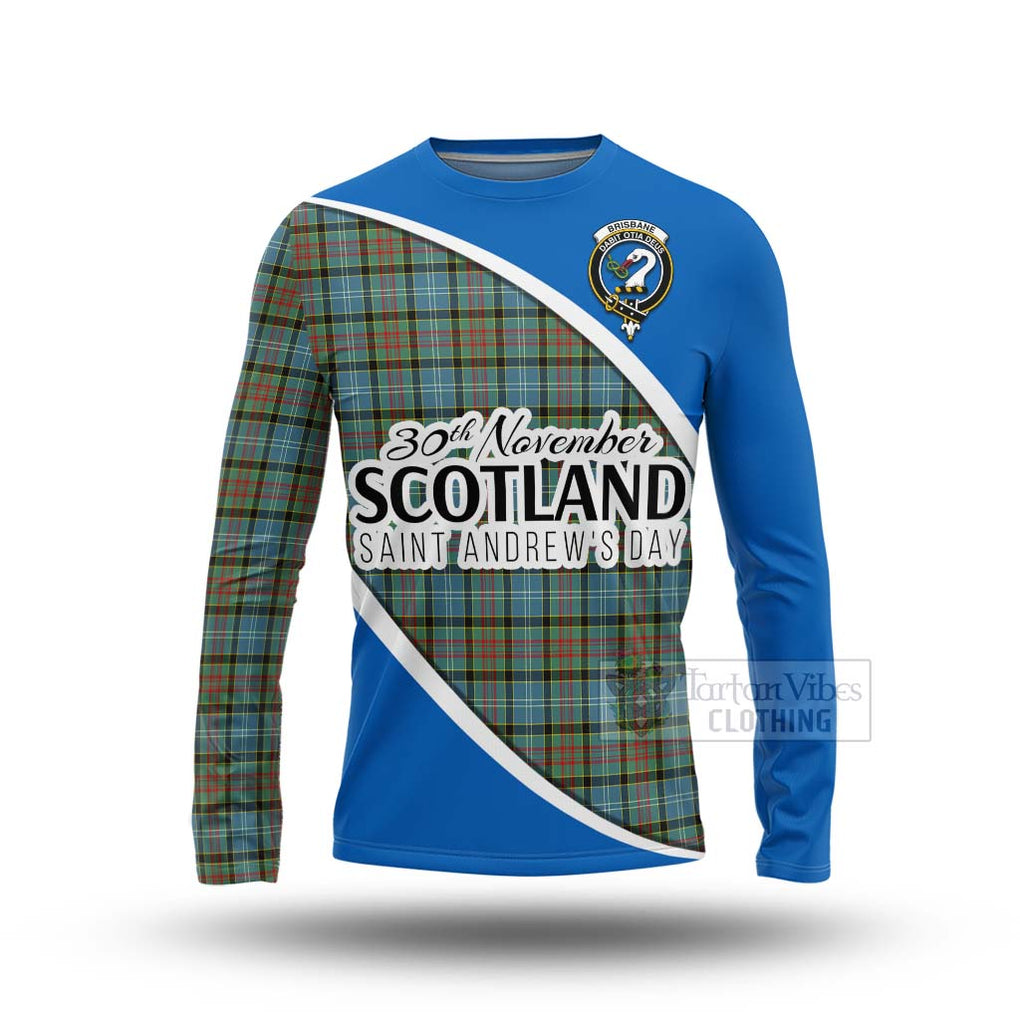 Tartan Vibes Clothing Brisbane Family Crest Tartan Long Sleeve T-Shirt Celebrate Saint Andrew's Day in Style