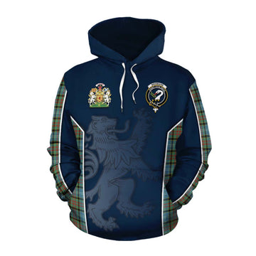 Brisbane Tartan Cotton Hoodie with Family Crest and Lion Rampant Vibes Sport Style