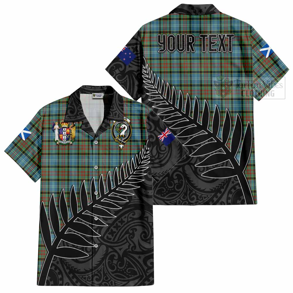 Tartan Vibes Clothing Brisbane Crest Tartan Short Sleeve Button Shirt with New Zealand Silver Fern Half Style