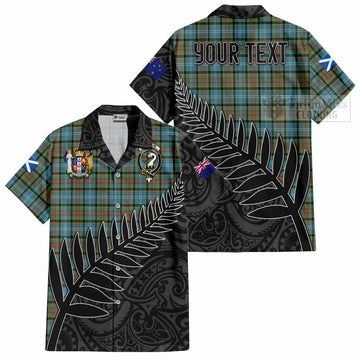 Brisbane Crest Tartan Short Sleeve Button Shirt with New Zealand Silver Fern Half Style