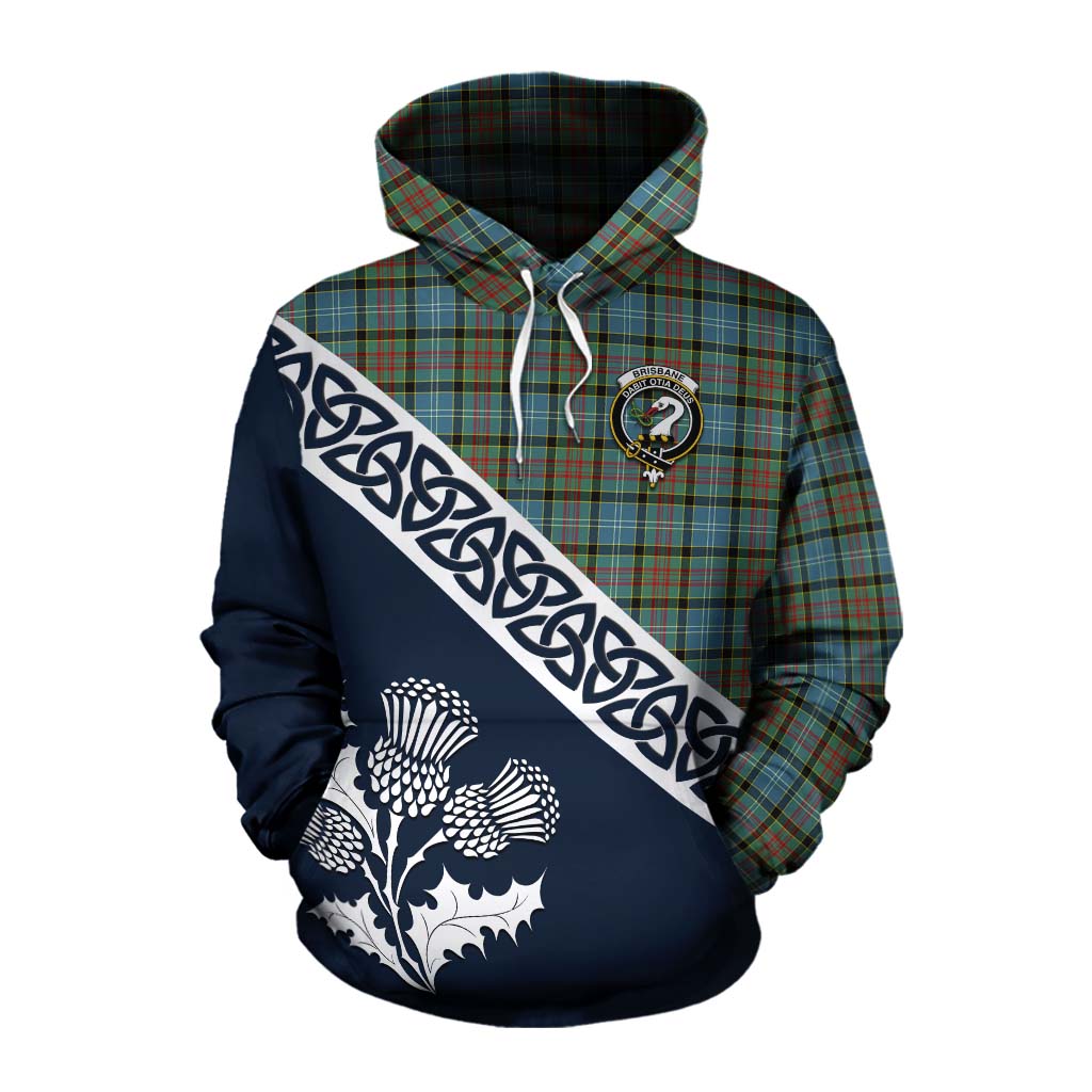 Tartan Vibes Clothing Brisbane Tartan Cotton Hoodie Featuring Thistle and Scotland Map