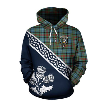 Brisbane Tartan Cotton Hoodie Featuring Thistle and Scotland Map