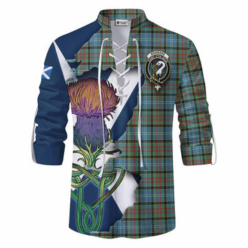 Brisbane Tartan Family Crest Ghillie Kilt Shirt Scottish Thistle Celtic Inspired Men - Tartan Vibes Clothing