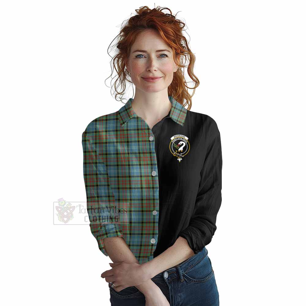 Tartan Vibes Clothing Brisbane Tartan Women's Casual Shirt with Family Crest and Half Of Me Style