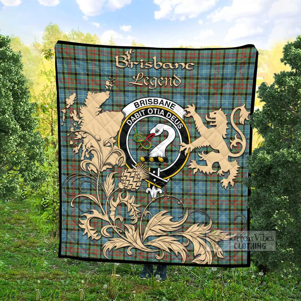 Tartan Vibes Clothing Brisbane Tartan Quilt with Family Crest and Scottish Symbol Style