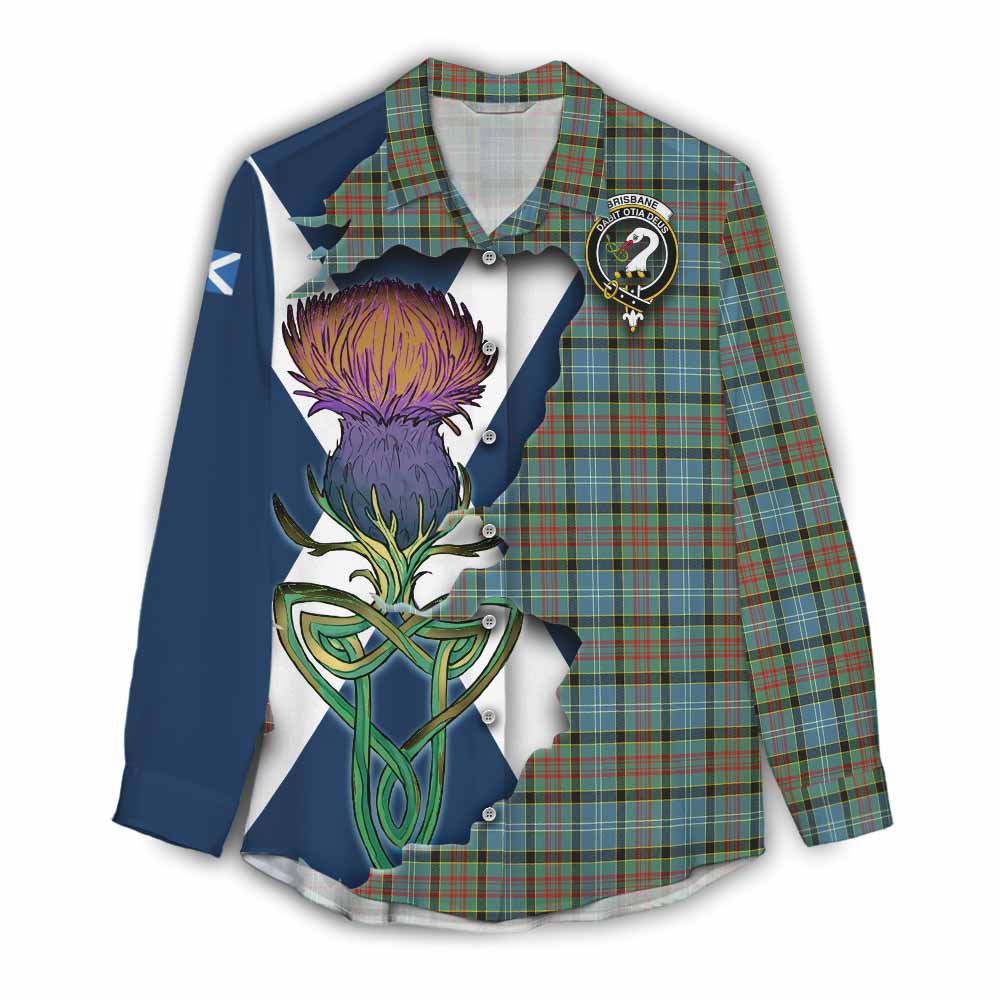 Brisbane Tartan Family Crest Women's Casual Shirt Scottish Thistle Celtic Inspired Female - Tartan Vibes Clothing