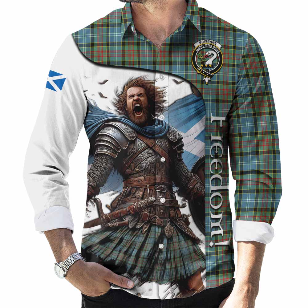 Tartan Vibes Clothing Brisbane Crest Tartan Long Sleeve Button Shirt Inspired by the Freedom of Scottish Warrior