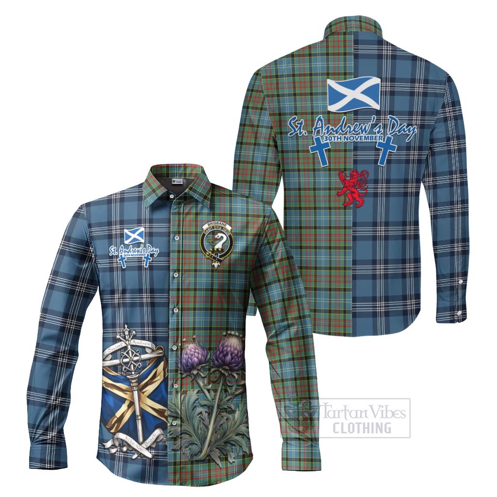 Tartan Vibes Clothing Brisbane Tartan Long Sleeve Button Shirt Happy St. Andrew's Day Half Tartan Style