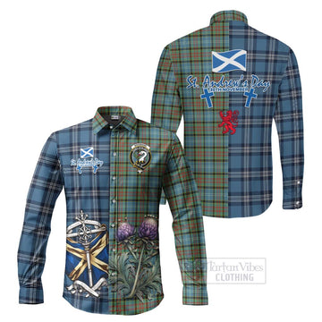 Brisbane Tartan Long Sleeve Button Shirt Happy St. Andrew's Day Half Tartan Style