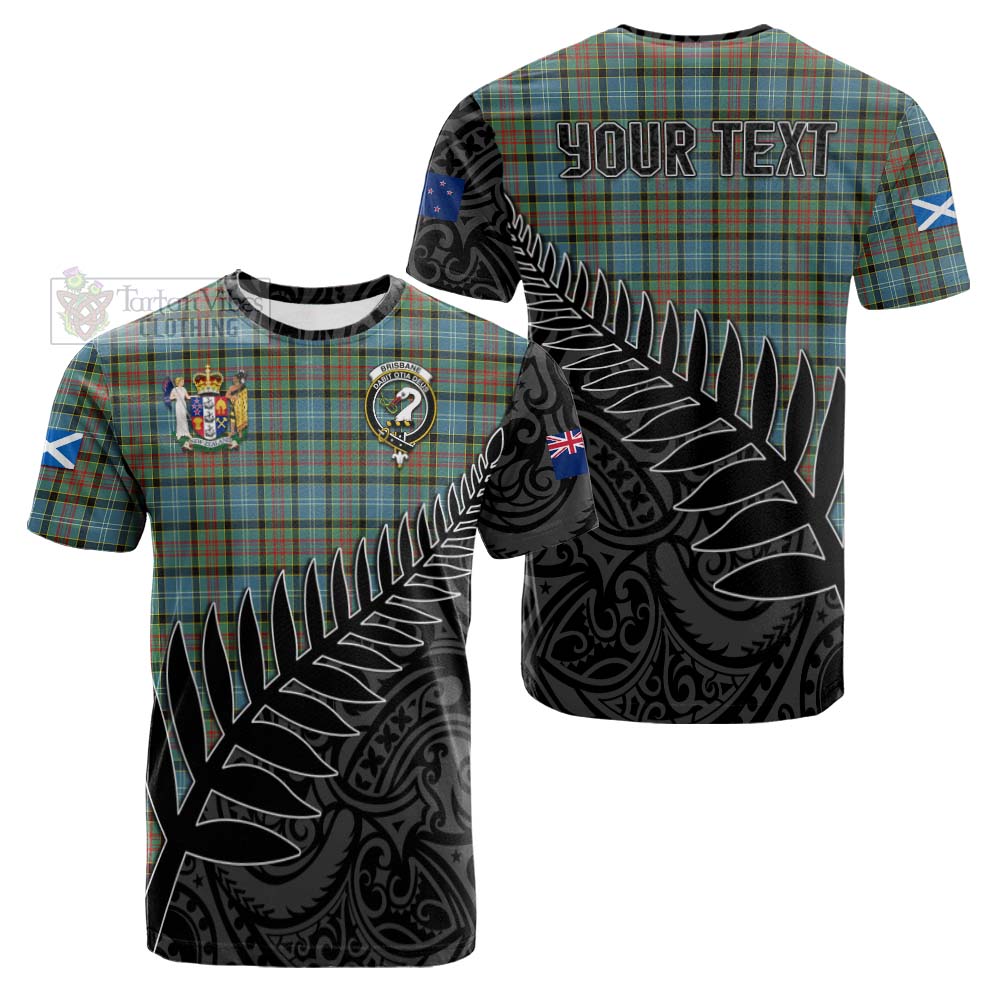 Tartan Vibes Clothing Brisbane Crest Tartan Cotton T-shirt with New Zealand Silver Fern Half Style