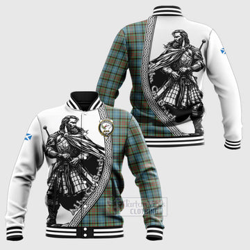 Brisbane Tartan Clan Crest Baseball Jacket with Highlander Warrior Celtic Style