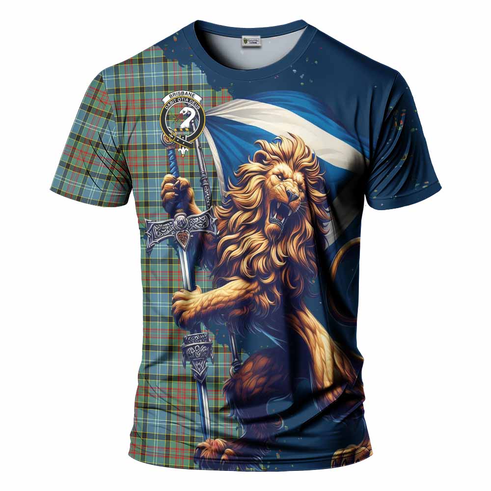 Tartan Vibes Clothing Brisbane Tartan Family Crest T-Shirt with Scottish Majestic Lion