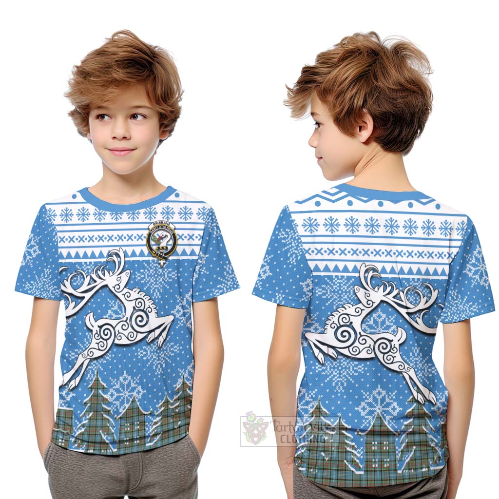 Tartan Vibes Clothing Brisbane Clan Christmas Kid T-Shirt Celtic Reindeer Style