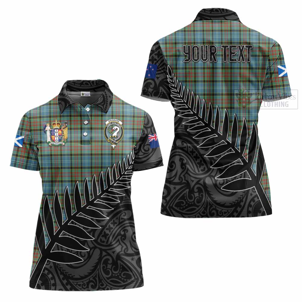 Tartan Vibes Clothing Brisbane Crest Tartan Women's Polo Shirt with New Zealand Silver Fern Half Style