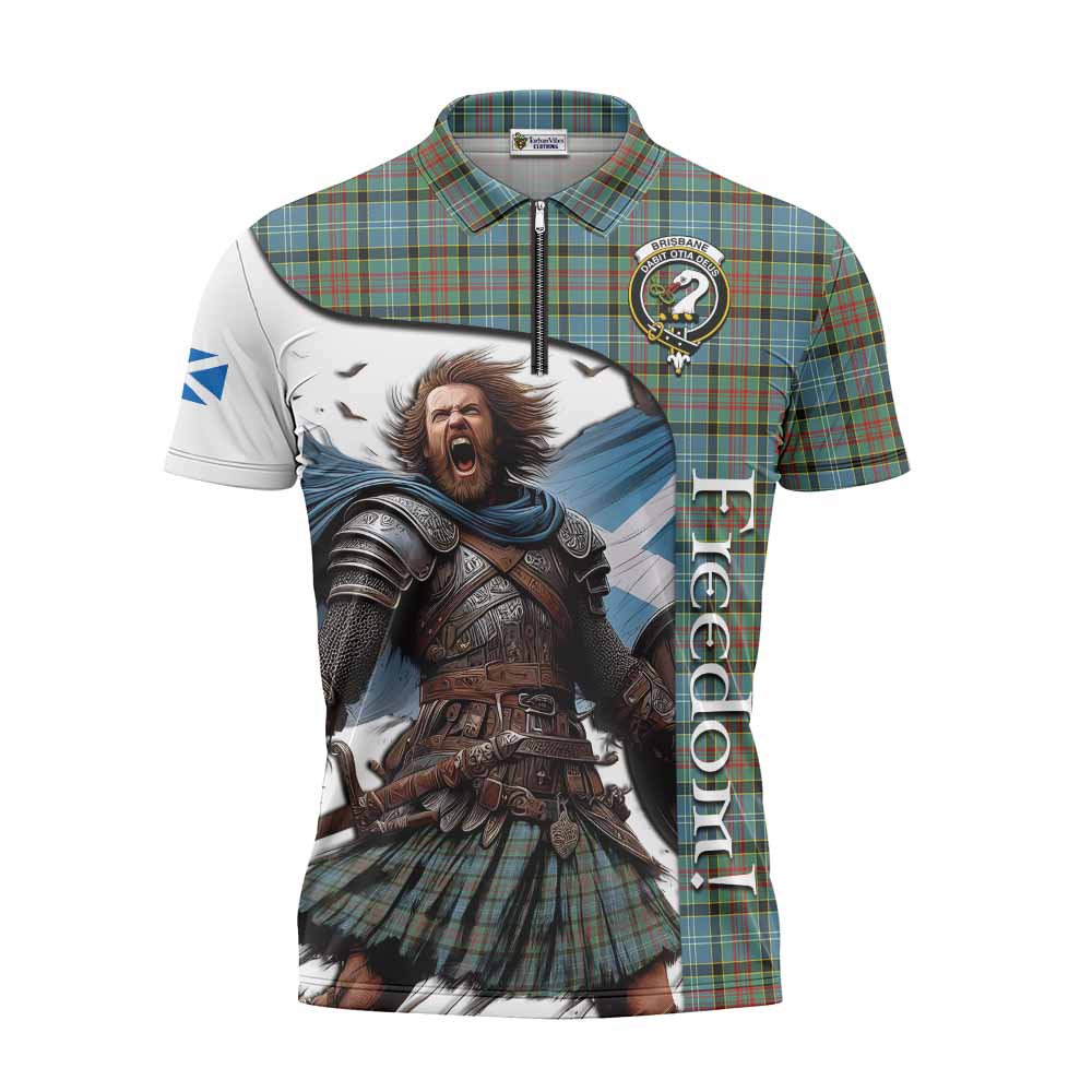 Tartan Vibes Clothing Brisbane Crest Tartan Zipper Polo Shirt Inspired by the Freedom of Scottish Warrior