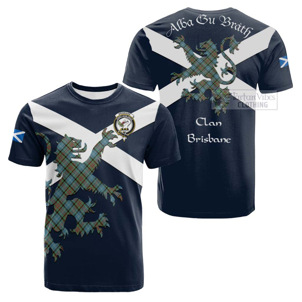 Tartan Vibes Clothing Brisbane Tartan Lion Rampant Cotton T-shirt – Proudly Display Your Heritage with Alba Gu Brath and Clan Name