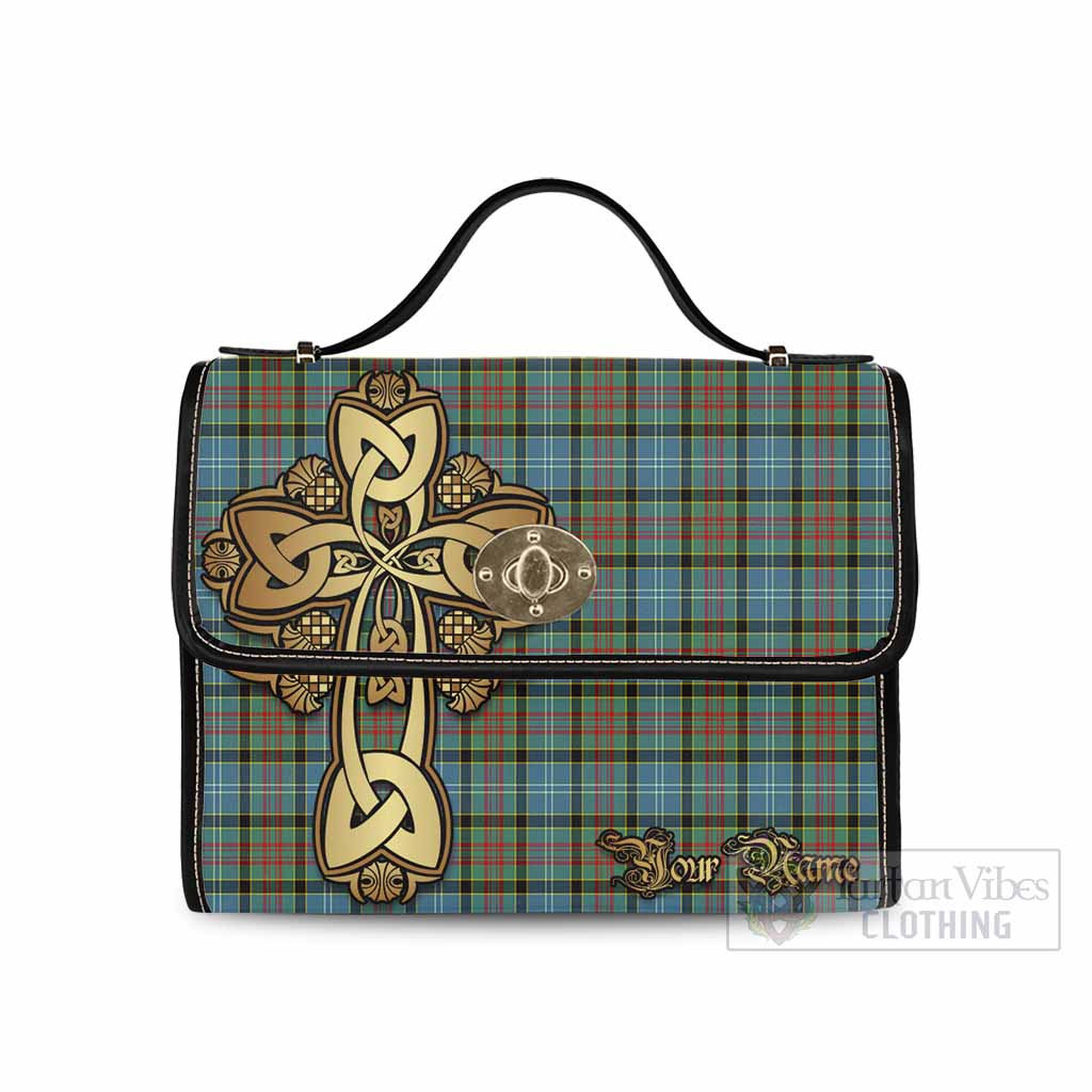 Tartan Vibes Clothing Brisbane Tartan Waterproof Canvas Bag Golden Thistle Celtic Cross Style