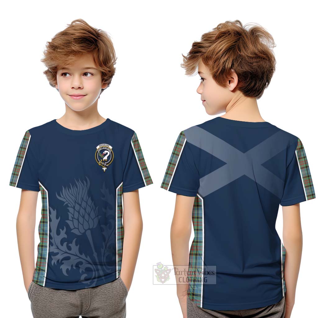 Tartan Vibes Clothing Brisbane Tartan Kid T-Shirt with Family Crest and Scottish Thistle Vibes Sport Style