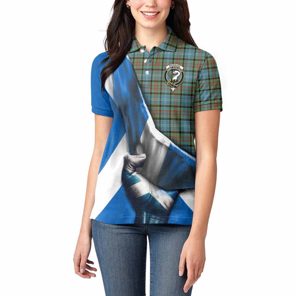 Tartan Vibes Clothing Brisbane Tartan Women's Polo Shirt with Family Crest Scotland Patriotic Style