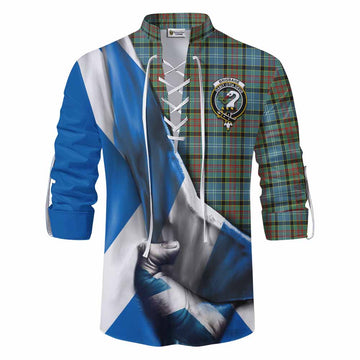 Brisbane Tartan Ghillie Kilt Shirt with Family Crest Scotland Patriotic Style