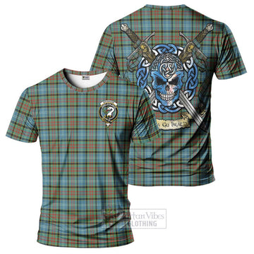 Brisbane Tartan T-Shirt with Family Crest Celtic Skull Style