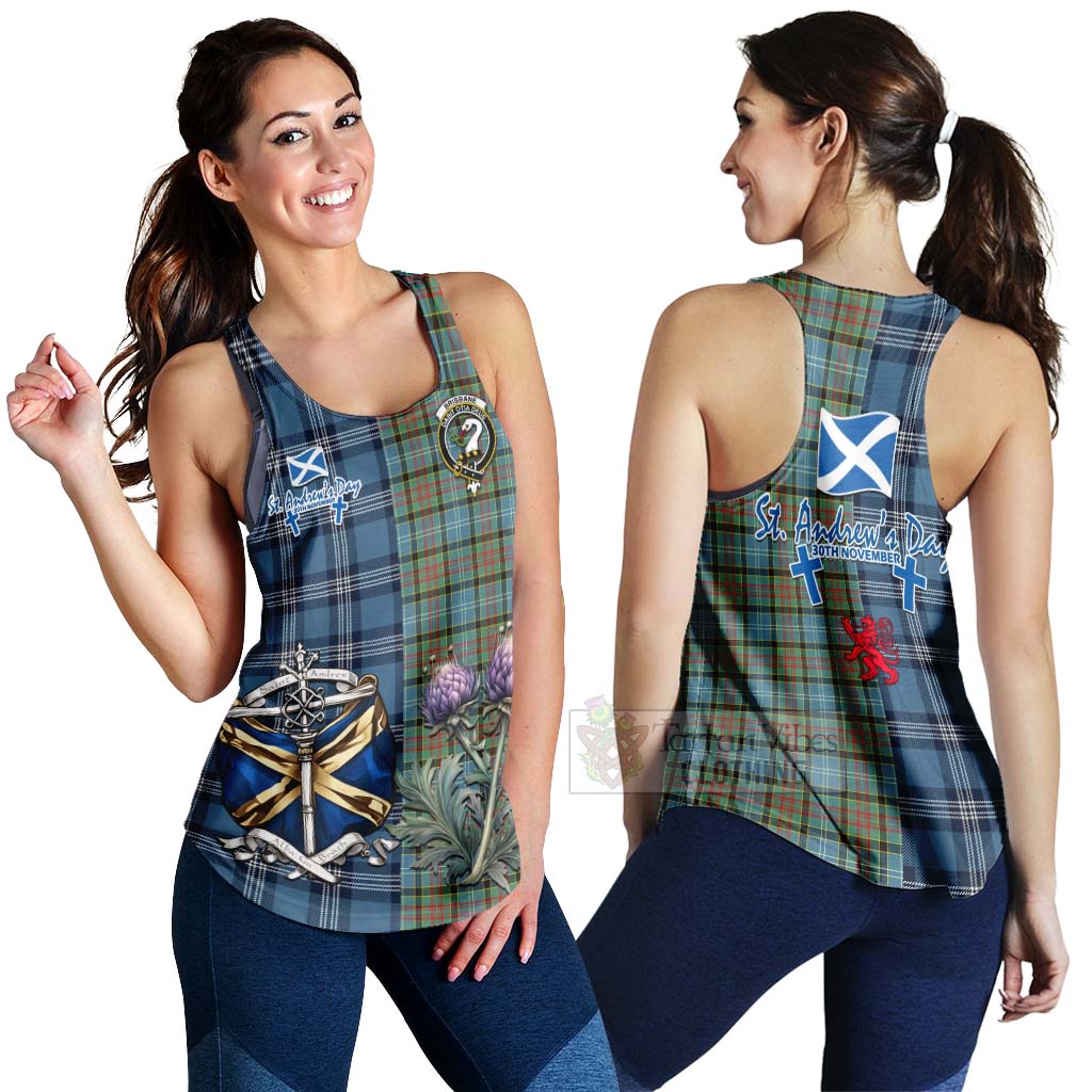 Tartan Vibes Clothing Brisbane Tartan Women's Racerback Tanks Happy St. Andrew's Day Half Tartan Style