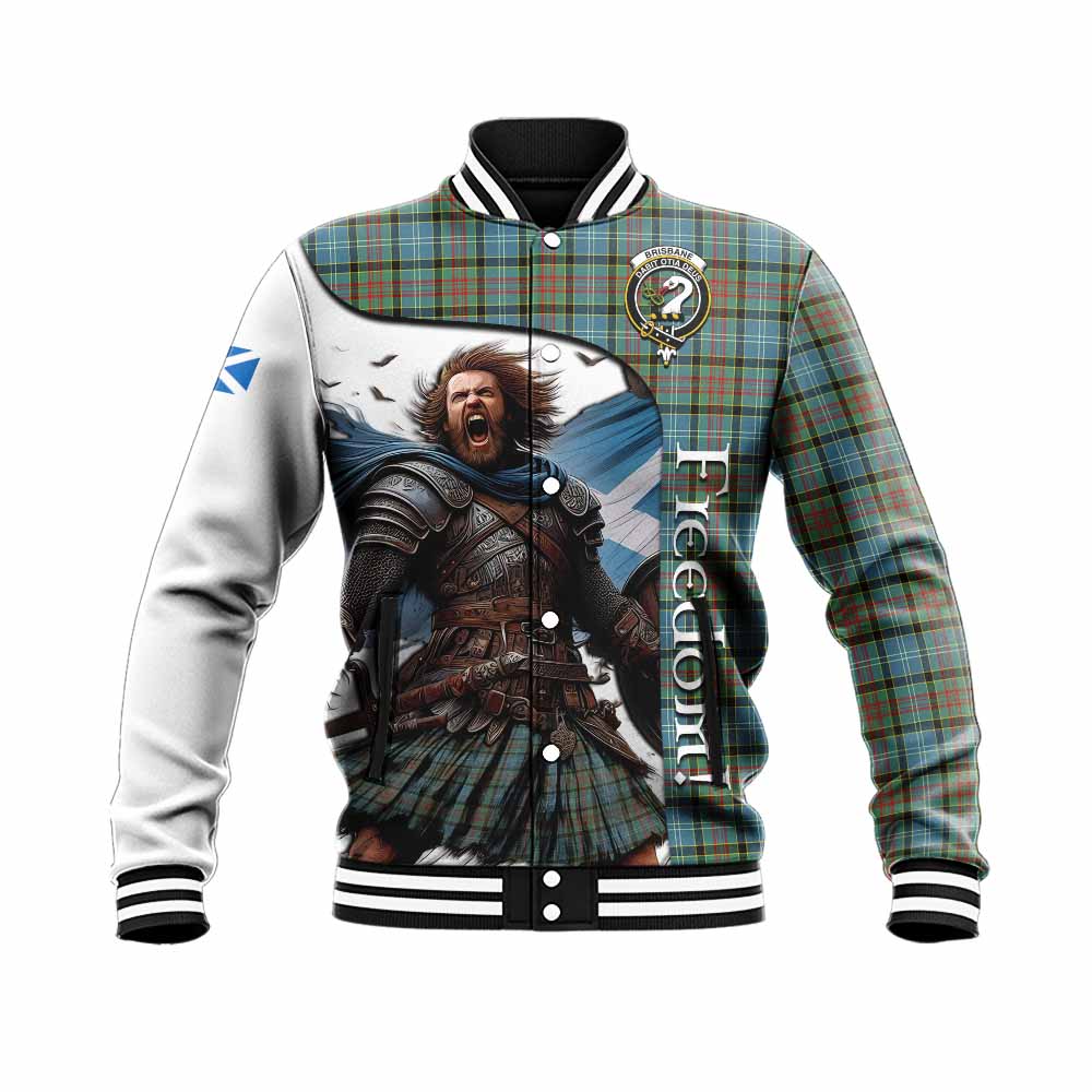 Tartan Vibes Clothing Brisbane Crest Tartan Baseball Jacket Inspired by the Freedom of Scottish Warrior