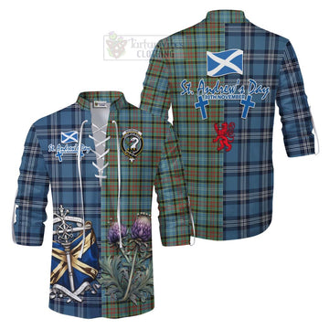 Brisbane Tartan Ghillie Kilt Shirt Happy St. Andrew's Day Half Tartan Style