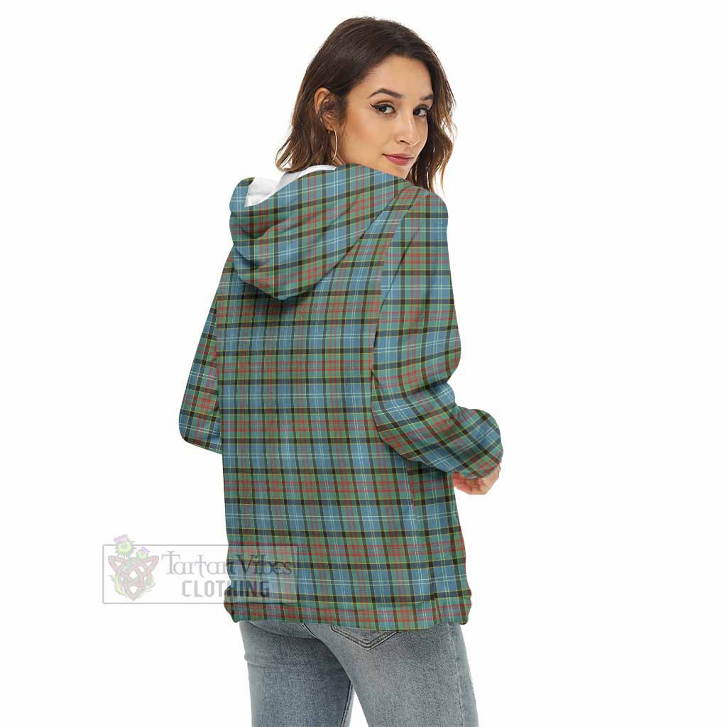 Tartan Vibes Clothing Brisbane Tartan Crest Women's Borg  Half Zip Fleece Hoodie