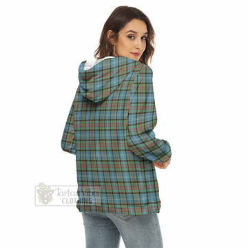 Brisbane Tartan Crest Women's Borg  Half Zip Fleece Hoodie