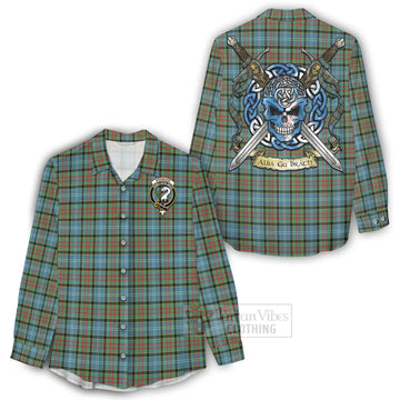 Brisbane Tartan Women's Casual Shirt with Family Crest Celtic Skull Style