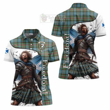 Brisbane Crest Tartan Women's Polo Shirt Inspired by the Freedom of Scottish Warrior