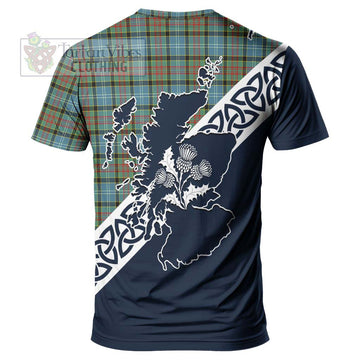 Brisbane Tartan T-Shirt Featuring Thistle and Scotland Map